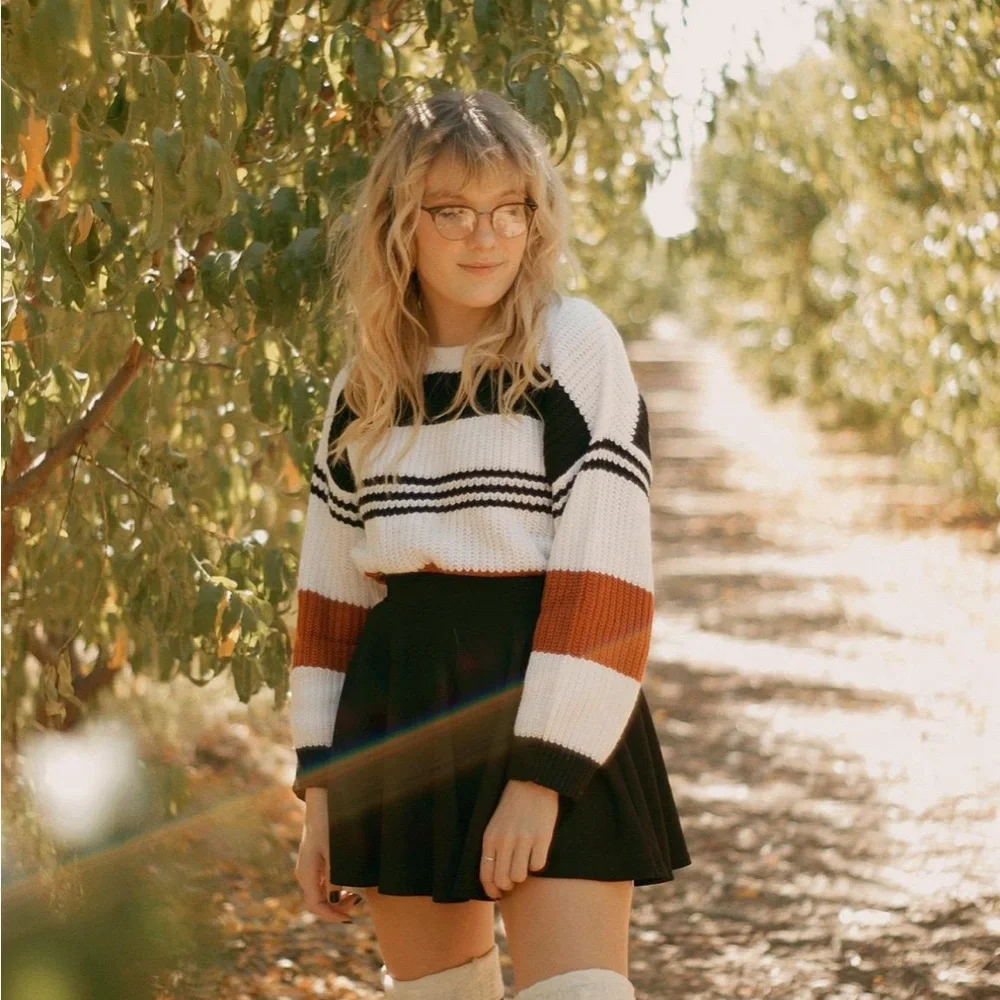 Striped Multicolor Sweater long sleeve women chunky knit tops